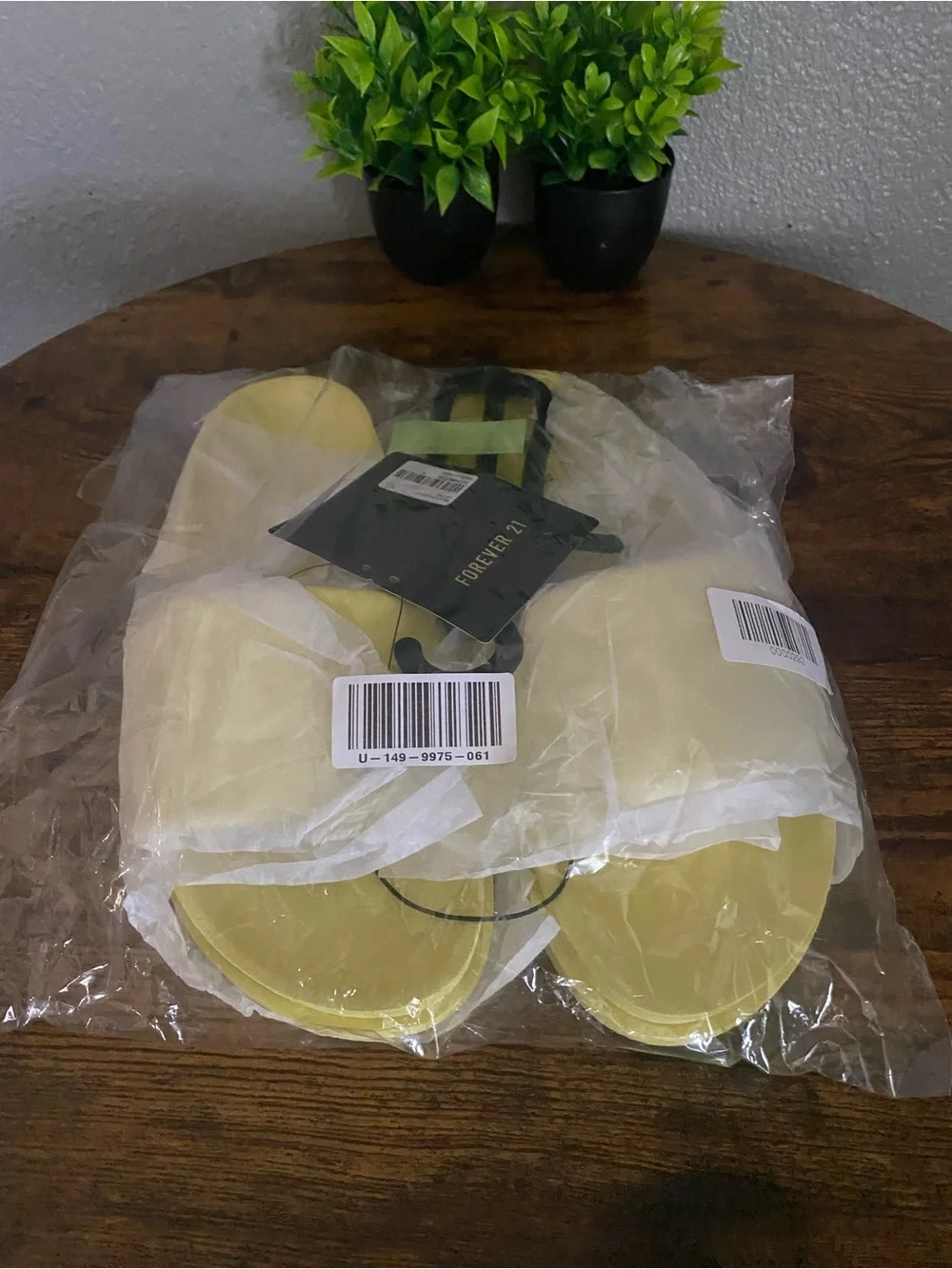 Forever 21 Yellow Quilted Slide Sandals